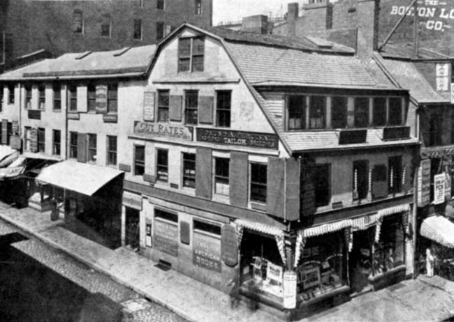 OLD CORNER BOOKSTORE, SITE OF THE HUTCHINSON HOUSE.