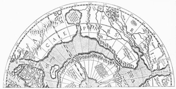 PART OF MERCATOR'S POLAR REGIONS, 1569.