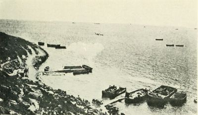 SHRAPNEL BURSTING OVER THE PIERS