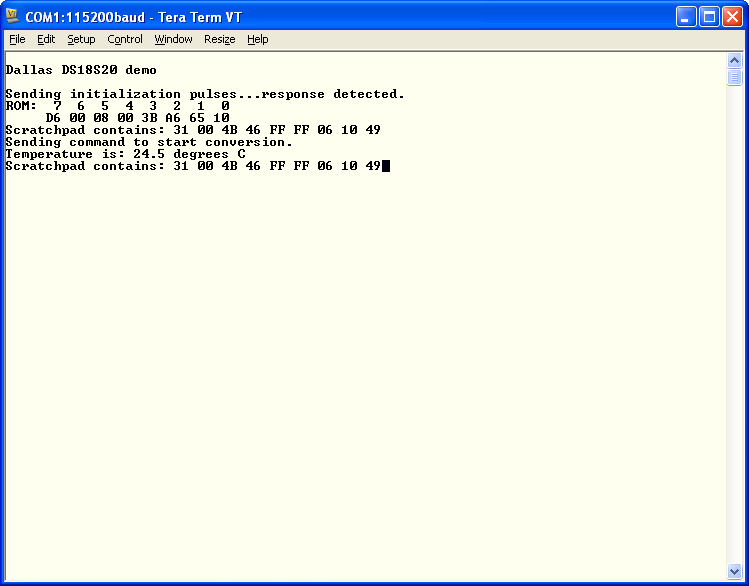 One-wire demo in TeraTerm